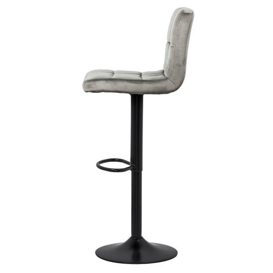 Bar stool with height-adjustable and rotating backrest in grey ABS 191B velvet