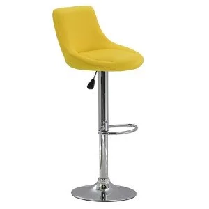 Scaun de bar reglabil pe înălțime, rotativ, suport picioare, piele ecologica, galben, ABS 225