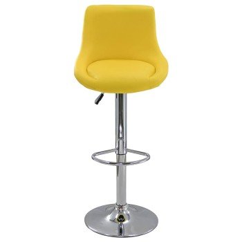 Scaun de bar reglabil pe înălțime, rotativ, suport picioare, piele ecologica, galben, ABS 225