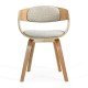 Beige living room chair BUC 014 made of fabric with curved wooden frame
