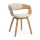 Beige living room chair BUC 014 made of fabric with curved wooden frame