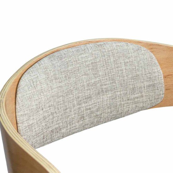 Beige living room chair BUC 014 made of fabric with curved wooden frame