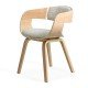 Beige living room chair BUC 014 made of fabric with curved wooden frame