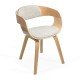 Beige living room chair BUC 014 made of fabric with curved wooden frame