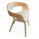 Beige living room chair BUC 014 made of fabric with curved wooden frame