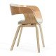 Beige living room chair BUC 014 made of fabric with curved wooden frame