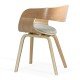 Beige living room chair BUC 014 made of fabric with curved wooden frame