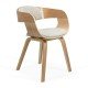 Beige living room chair BUC 014 made of fabric with curved wooden frame