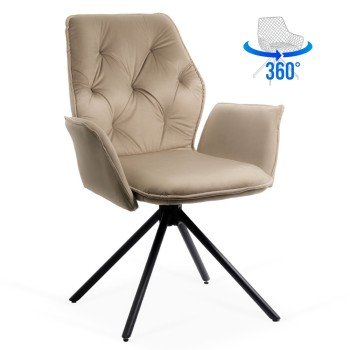 Beige living room chair BUC 0224 made of velvet, swivel with elegant design
