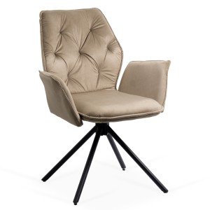 Scaun living bej BUC 0224 din catifea, rotativ cu design elegant Scaun living bej BUC 0224 din catifea, rotativ cu design elegant