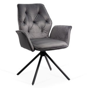 Scaun living gri BUC 0224 rotativ, din catifea, cu cadru metalic Scaun living gri BUC 0224 rotativ, din catifea, cu cadru metalic