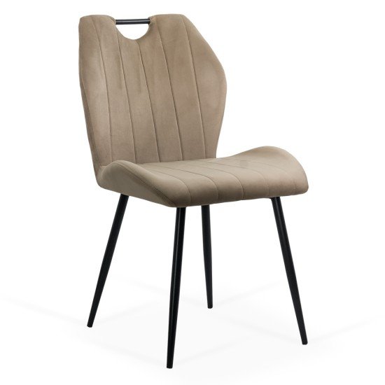 Scaun living bej din catifea cu picioare metalice BUC 204