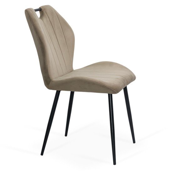 Scaun living bej din catifea cu picioare metalice BUC 204