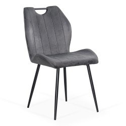 Scaun living gri din catifea cu cadru metalic BUC 204