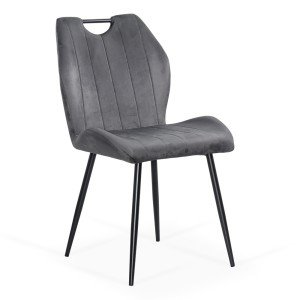 Scaun living gri din catifea cu cadru metalic BUC 204 Scaun living gri din catifea cu cadru metalic BUC 204