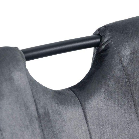 Scaun living gri din catifea cu cadru metalic BUC 204