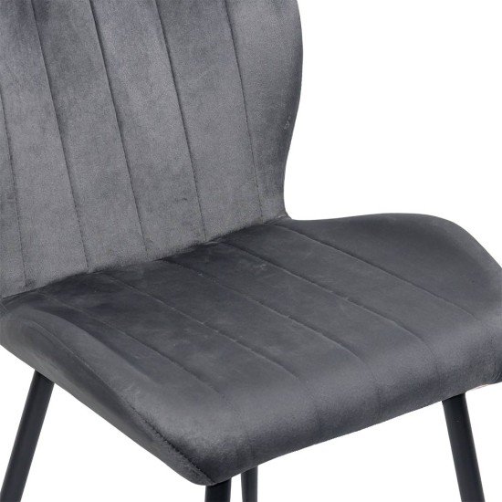 Scaun living gri din catifea cu cadru metalic BUC 204