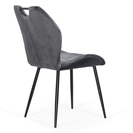 Scaun living gri din catifea cu cadru metalic BUC 204
