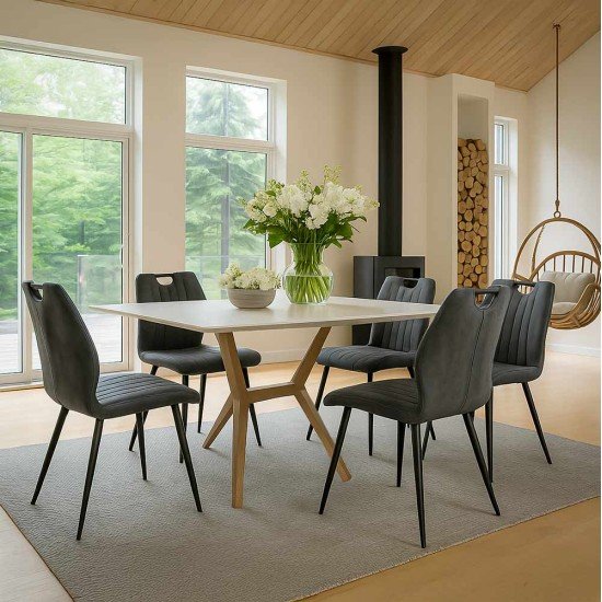 Scaun living gri din catifea cu cadru metalic BUC 204
