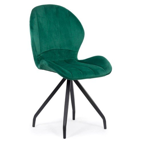 Scaun dining catifea cu picioare metalice buc 205 verde