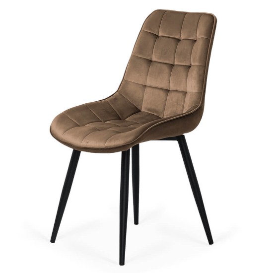 Scaun living din catifea si cadrul metalic BUC 206 maro Scaun living din catifea si cadrul metalic BUC 206 maro