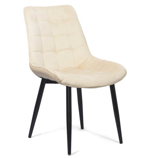 Scaun living din catifea si cadrul metalic BUC 206 crem Scaun living din catifea si cadrul metalic BUC 206 crem