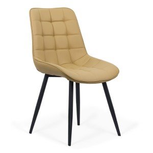 Kitchen chair in ecological leather and black metal frame BUC 206P beige Kitchen chair in ecological leather and black metal frame BUC 206P beige