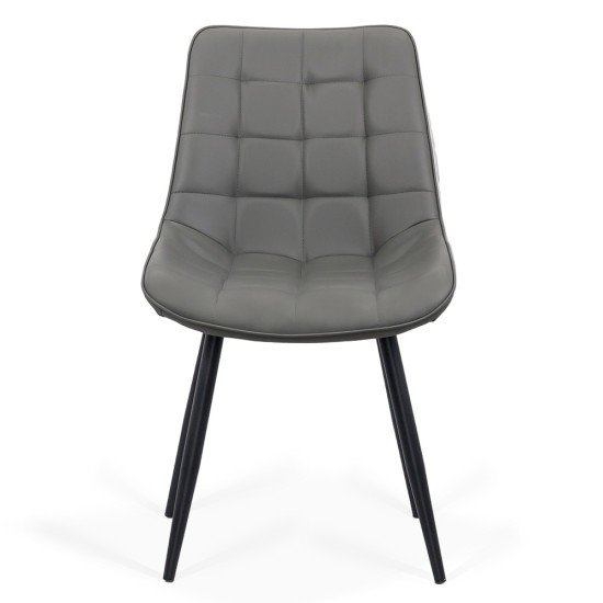 Kitchen chair in ecological leather and black metal frame BUC 206P grey