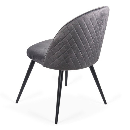 Velvet living room chair with black legs BUC 207 grey