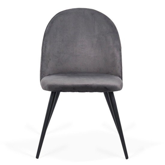 Velvet living room chair with black legs BUC 207 grey