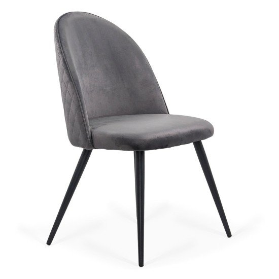 Velvet living room chair with black legs BUC 207 grey