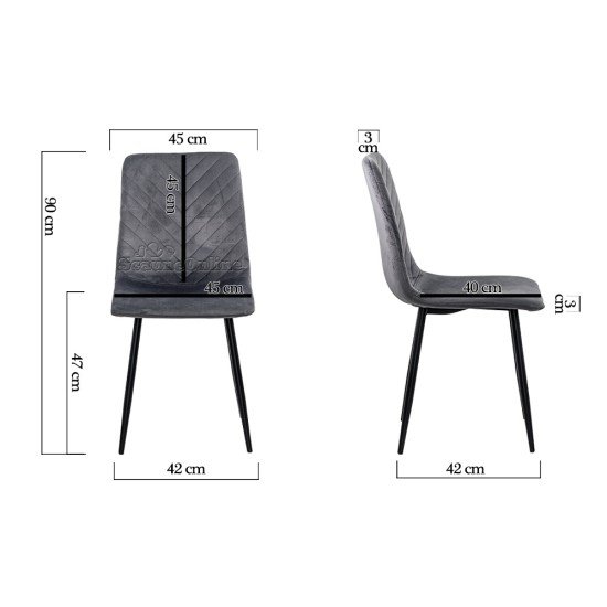 Velvet living room chair with black legs BUC 208 grey