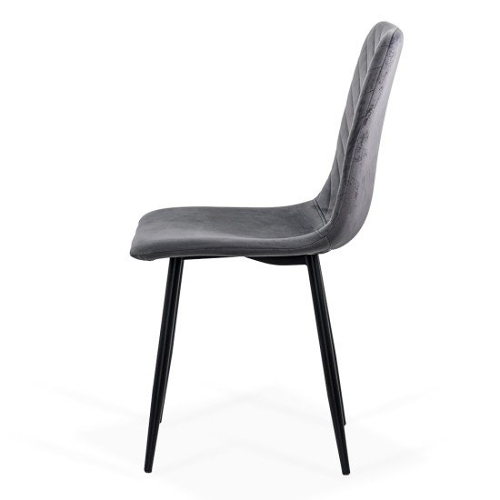 Velvet living room chair with black legs BUC 208 grey