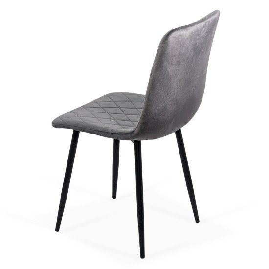 Velvet living room chair with black legs BUC 209 grey