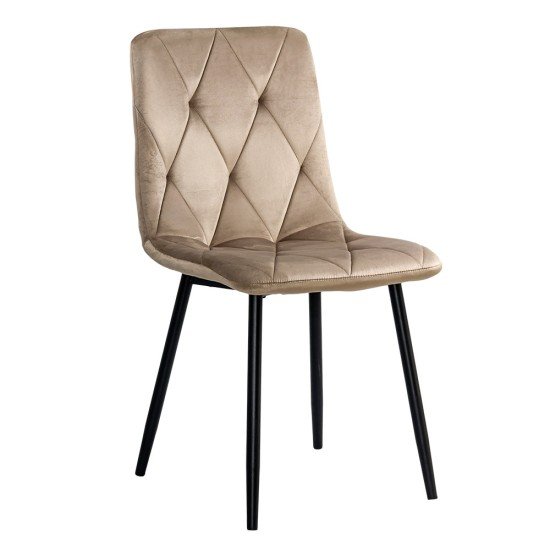 Scaun living bej BUC 210 tapițat cu catifea și cadru metalic