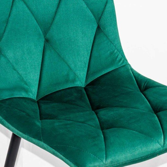 Scaun BUC 210 verde din catifea, cu cadru metalic negru pentru living