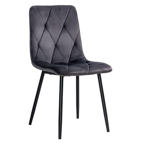 Scaun living BUC 210 gri din catifea cu structură metalică neagră