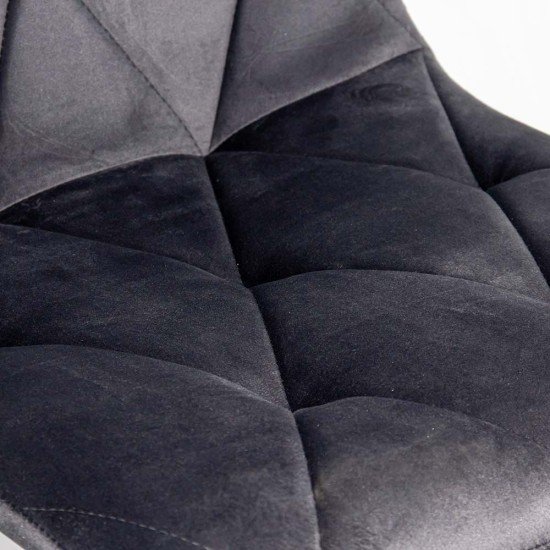 Scaun living BUC 210 gri din catifea cu structură metalică neagră