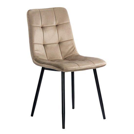 Scaun living bej din catifea BUC 211 cu picioare metalice