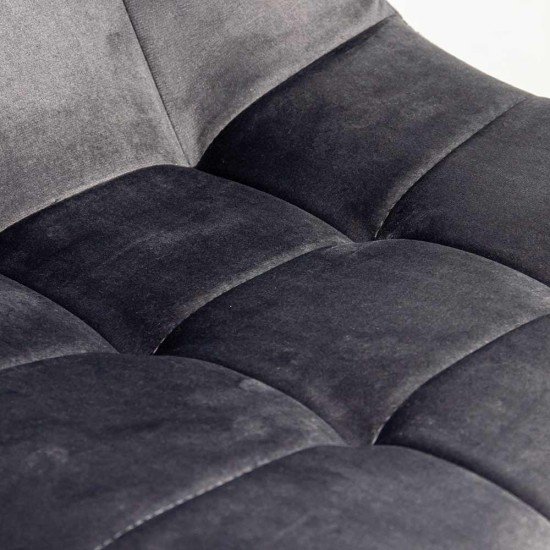 Scaun gri BUC 211 din catifea cu structură metalică