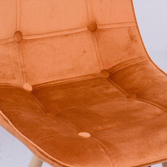 Scaun living din catifea si picioare din lemn BUC 232V portocaliu