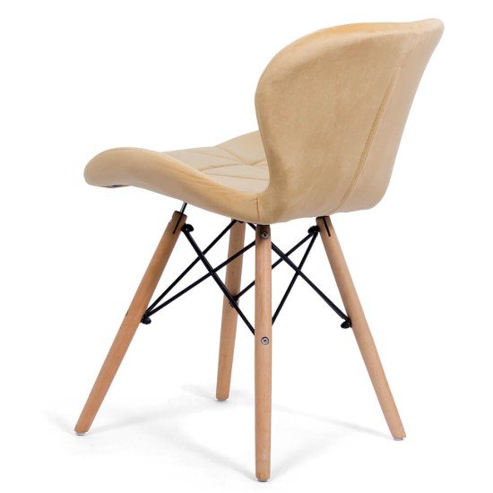 Velvet kitchen chair and wooden frame BUC 241V beige