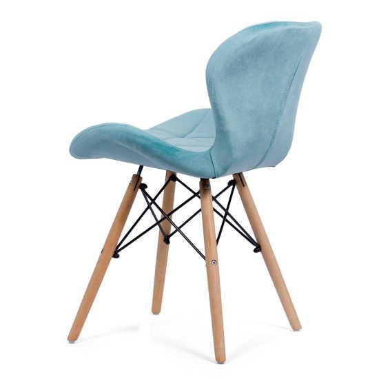 Velvet kitchen chair and wooden frame BUC 241V tiffany bleu
