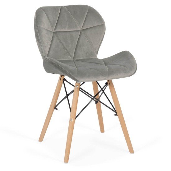 Velvet kitchen chair and wooden frame BUC 241V grey