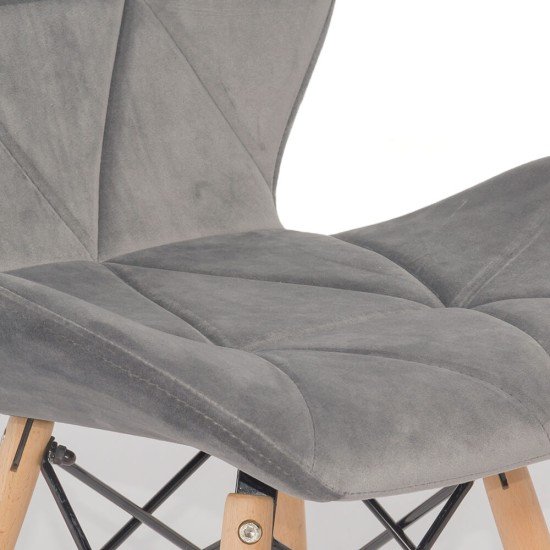 Velvet kitchen chair and wooden frame BUC 241V grey Velvet kitchen chair and wooden frame BUC 241V grey