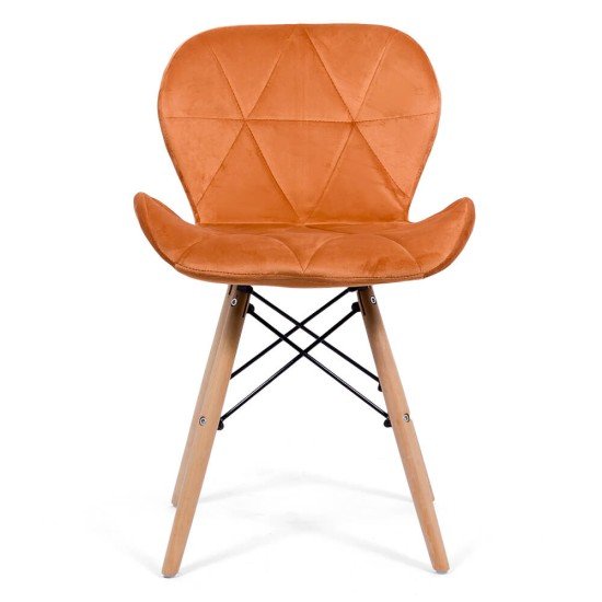 Velvet kitchen chair and wooden frame BUC 241V orange