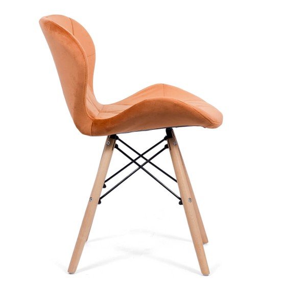 Velvet kitchen chair and wooden frame BUC 241V orange