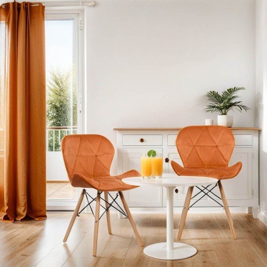 Velvet kitchen chair and wooden frame BUC 241V orange