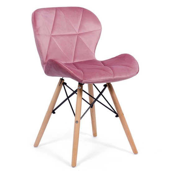 Velvet kitchen chair and wooden frame BUC 241V pink Velvet kitchen chair and wooden frame BUC 241V pink