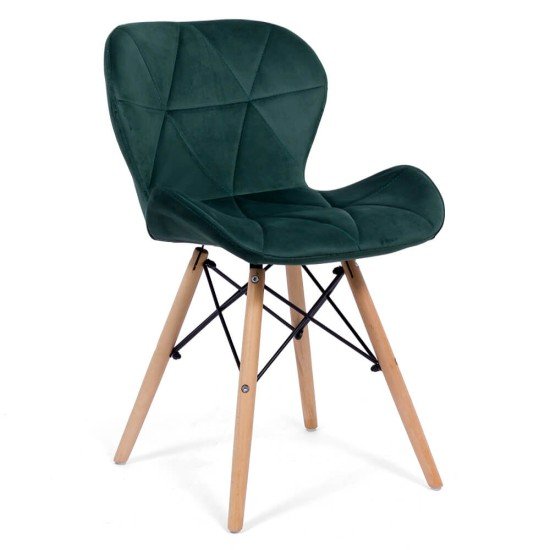 Scaun de bucatarie din catifea si cadru din lemn BUC 241V verde Scaun de bucatarie din catifea si cadru din lemn BUC 241V verde